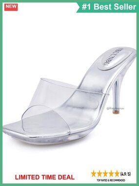 Clear Platform High Heels Square Toe Stiletto Strappy Sandals for Women